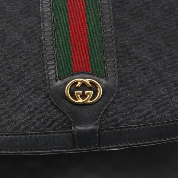 GUCCI Micro GG Supreme Web Sherry Line Bag PVC Black - Picture 10 of 16